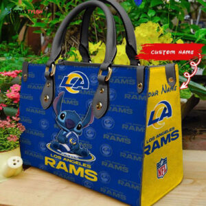 Los Angeles Rams Stitch Women Custom Name Leather Hand Bag