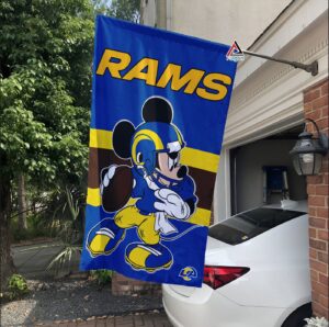 Los Angeles Rams x Mickey Football Flag, NFL Premium Flag – House Garden Decor Gift