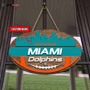 Miami Dolphins 2 Layers Wooden Sign - Home Decor Gift