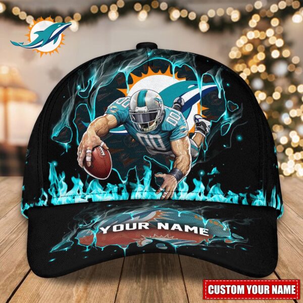 Miami Dolphins Custom Name Classic, Baseball Caps  Gift for Men Women