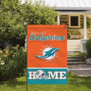 Miami Dolphins Football Flag, T.D. Mascot Personalized Football Fan Welcome Flags, Custom Family Name NFL Decor - House Garden Decor Gift 3