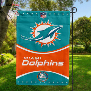 Miami Dolphins Football Team Flag, NFL Premium Two-sided Vertical Flag - House Garden Decor Gift