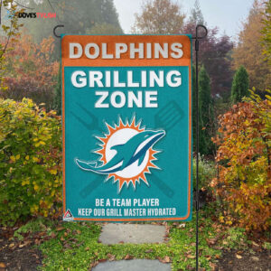 Miami Dolphins Grilling Zone Flag, Dolphins Football Fans BBQ Flag - House Garden Decor Gift