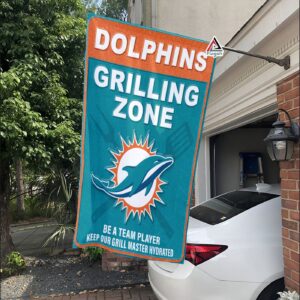 Miami Dolphins Grilling Zone Flag, Dolphins Football Fans BBQ Flag – House Garden Decor Gift