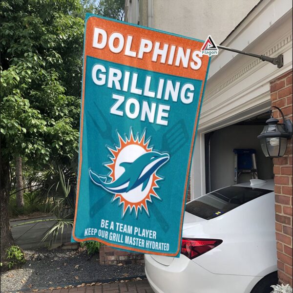 Miami Dolphins Grilling Zone Flag, Dolphins Football Fans BBQ Flag – House Garden Decor Gift