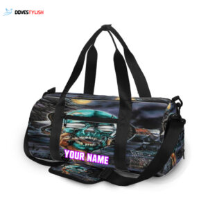 Miami Dolphins Skull Art 1 Personalized Name Travel Bag Gym Bag