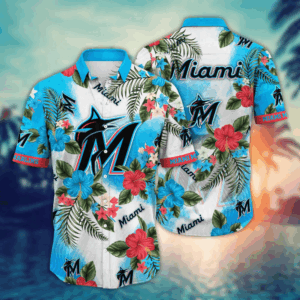 Miami Marlins MLB Flower Hawaii Shirt   For Fans, Summer Football Shirts