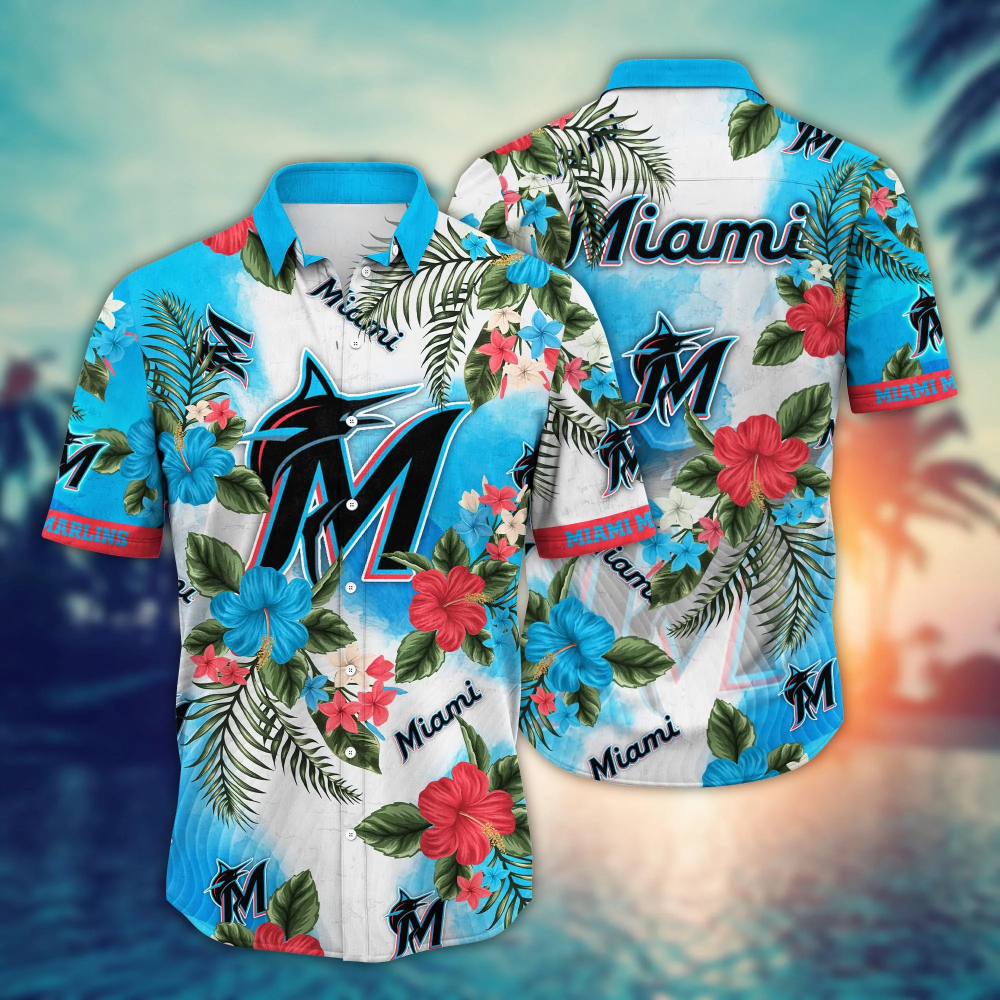Miami Marlins MLB Flower Hawaii Shirt   For Fans, Summer Football Shirts