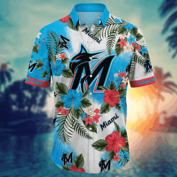 Miami Marlins MLB Flower Hawaii Shirt   For Fans, Summer Football Shirts