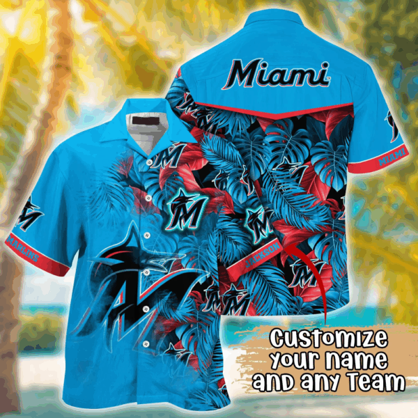 Miami Marlins MLB Summer Hawaii Shirt And TShirt, Custom Football Shirts