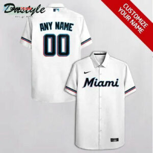 Custom Miami Marlins White Hawaiian Shirt - Personalize Your Style!