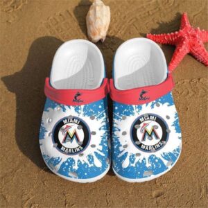 Miami Marlins Splatter Pattern Clogs Shoes Classic Clogs Shoes In Blue