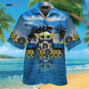 Milwaukee Brewers Baby Yoda Hawaiian Shirt - Official MLB Merchandise