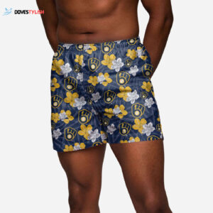 Milwaukee Brewers Hibiscus Swim Trunks - Official MLB Apparel