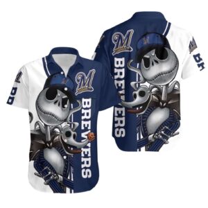 Milwaukee Brewers Jack Skellington And Zero Hawaiian Shirt – Official MLB Fan Gear