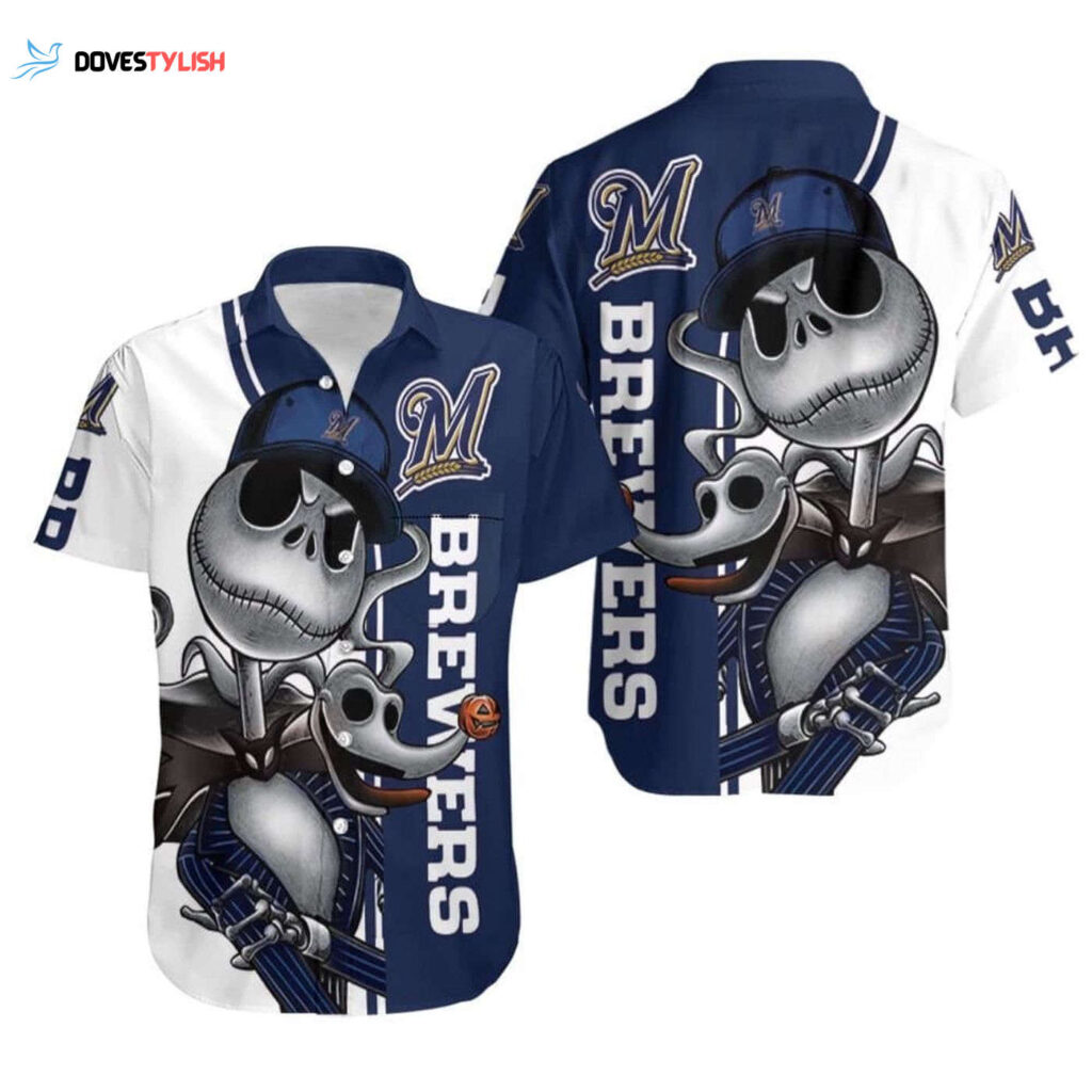 Milwaukee Brewers Jack Skellington And Zero Hawaiian Shirt – Official MLB Fan Gear