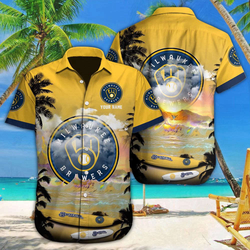 Milwaukee Brewers MLB-Custom Hawaii Shirt For Men Women Milwaukee Brewers MLB-Custom Hawaii Shirt For Men Women
