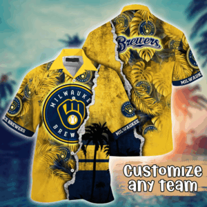 Milwaukee Brewers MLB Flower Hawaii Shirt  For Fans, Custom Summer Football Shirts