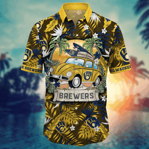 Milwaukee Brewers MLB Flower Hawaii Shirt   For Fans, Summer Football Shirts