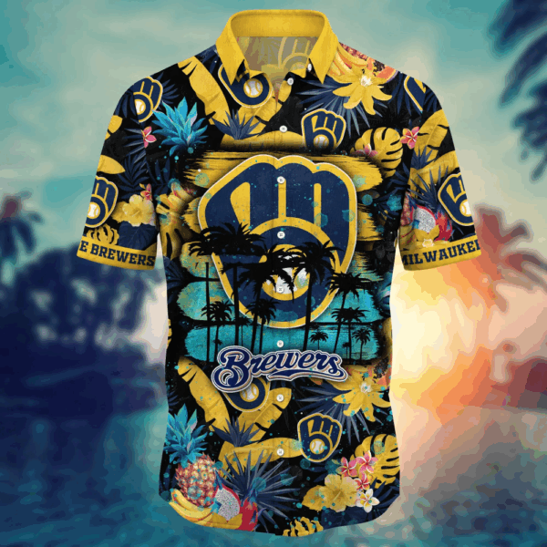 Milwaukee Brewers MLB Flower Hawaii Shirt   For Fans, Summer Football Shirts