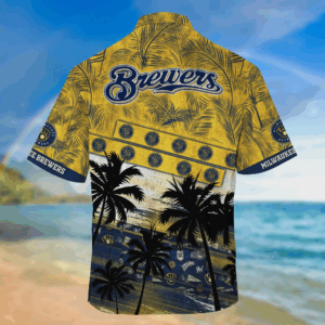 Milwaukee Brewers MLB Palm Tree Pattern Hawaii Shirt For Sports Fans, Unisex Sport Hawaii Shirt