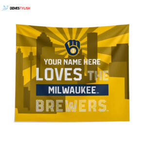 Custom Milwaukee Brewers Skyline Tapestry - Personalized Wall Decor