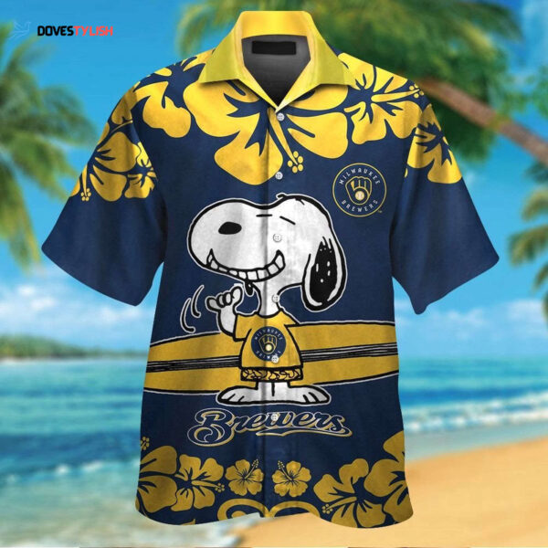 Milwaukee Brewers Snoopy Tropical Aloha Hawaiian Shirt Set for Men Women Kids