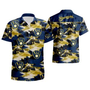 Milwaukee Brewers Men s Tommy Bahama Hawaiian Shirt - Summer Beach Wear Short Sleeve Button Up 3