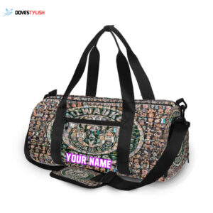 Milwaukee Bucks Emblem Unisex Gift Tee 2025 Personalized Name Travel Bag Gym Bag