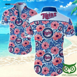 Minnesota Twins Light Blue and Pink Flowers Hawaiian Shirt - Stylish MLB Fan Apparel