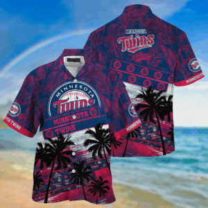 Minnesota Twins MLB Palm Tree Pattern Hawaii Shirt For Sports Fans, Unisex Sport Hawaii Shirt
