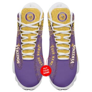 Personalized Minnesota Vikings Air Jordan 13 Sneakers – Custom Name Option