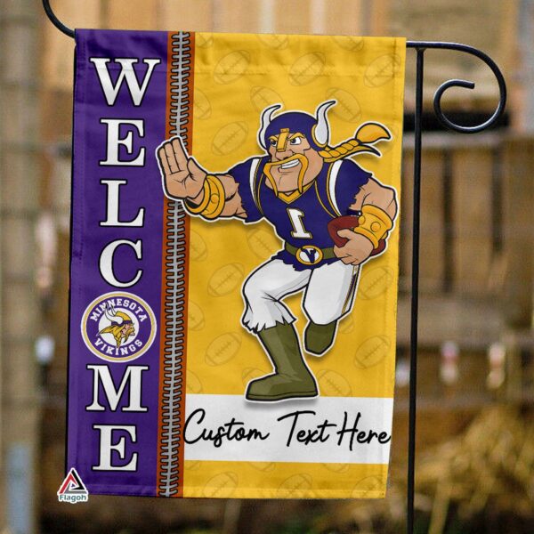 Minnesota Vikings Football Flag, Viktor the Viking Mascot Personalized Football Fan Welcome Flags, Custom Family Name NFL Decor – House Garden Decor Gift
