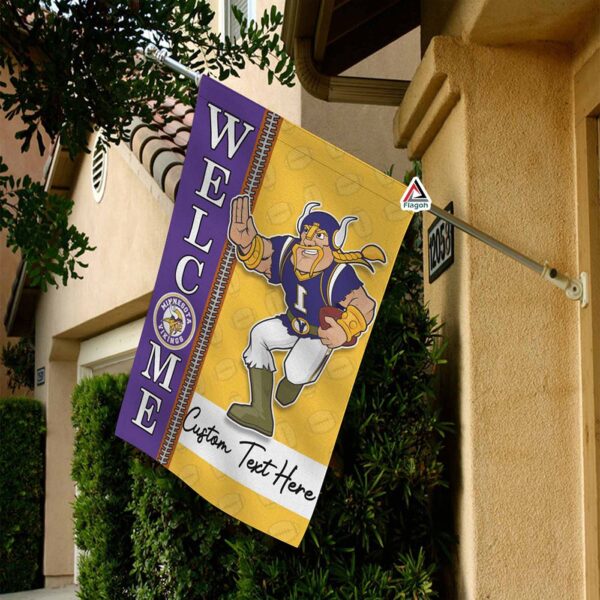 Minnesota Vikings Football Flag, Viktor the Viking Mascot Personalized Football Fan Welcome Flags, Custom Family Name NFL Decor – House Garden Decor Gift