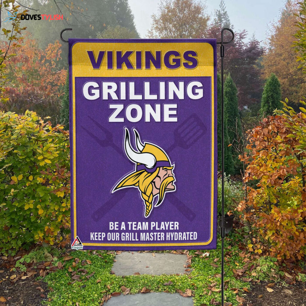 Minnesota Vikings Grilling Zone Flag, Vikings Football Fans BBQ Flag – House Garden Decor Gift