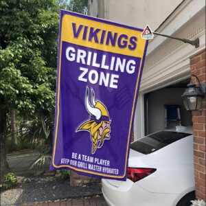 Minnesota Vikings Grilling Zone Flag, Vikings Football Fans BBQ Flag – House Garden Decor Gift