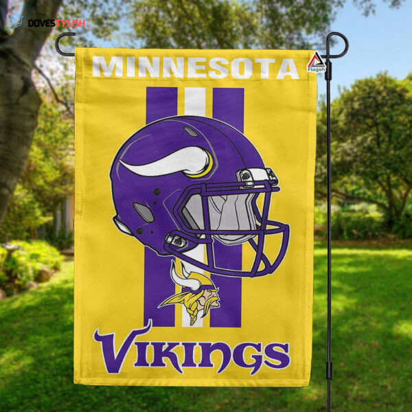 Minnesota Vikings Helmet Vertical Flag, Vikings NFL Outdoor Flag – House Garden Decor Gift