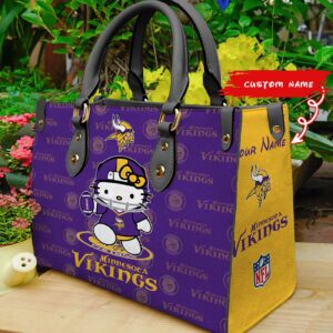 Minnesota Vikings Kitty Women Custom Name Leather Hand Bag
