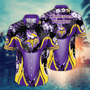 Minnesota Vikings NFL Flower Hawaii Shirt   For Fans, Summer Football Shirts