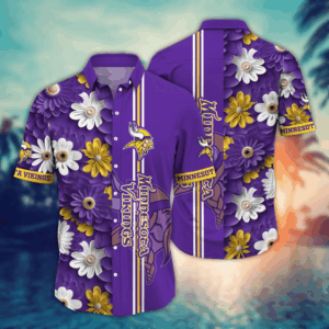 Minnesota Vikings NFL Flower Hawaii Shirt   For Fans, Summer Football Shirts