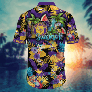 Minnesota Vikings NFL Flower Hawaii Shirt   For Fans, Summer Football Shirts