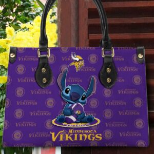 Minnesota Vikings Stitch Women Custom Name Leather Hand Bag 3