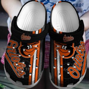 MLB Baltimore Orioles Clog-Shoes Clog Orange – Black For Fan Baseball