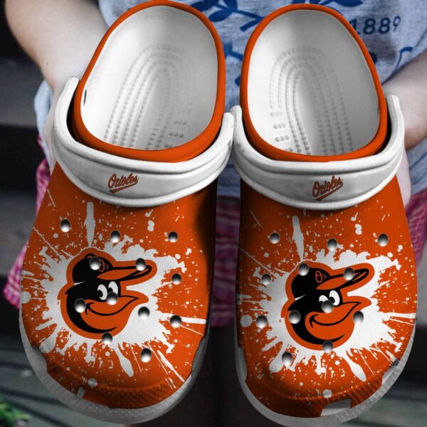 MLB Baltimore Orioles Clog-Shoes Clog Orange – White For Fan Baseball