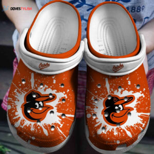 MLB Baltimore Orioles Clog-Shoes Clog Orange – White For Fan Baseball