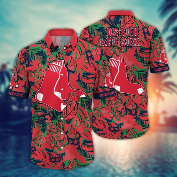 MLB Boston Red Sox Hawaiian Shirt – Fan Paradise with Flower & Palm Tree Design