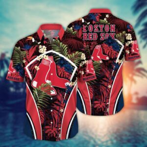 MLB Boston Red Sox Hawaiian Shirt: Flower Strike Pose For Fans