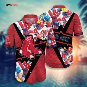 Boston Red Sox Hawaiian Shirt: Swing Into Sunset with Floral Design for Fans