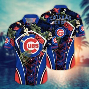 MLB Chicago Cubs Hawaiian Shirt: Flower Strike Fan Style Pose