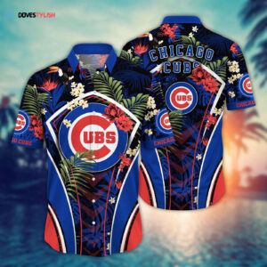 MLB Chicago Cubs Hawaiian Shirt: Flower Strike Fan Style Pose